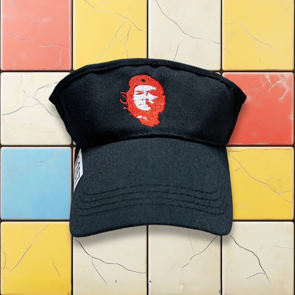 VTG Y2K Che Guevara Cuba Visor Hat Black Embroidered Adjustable Cap Latinx